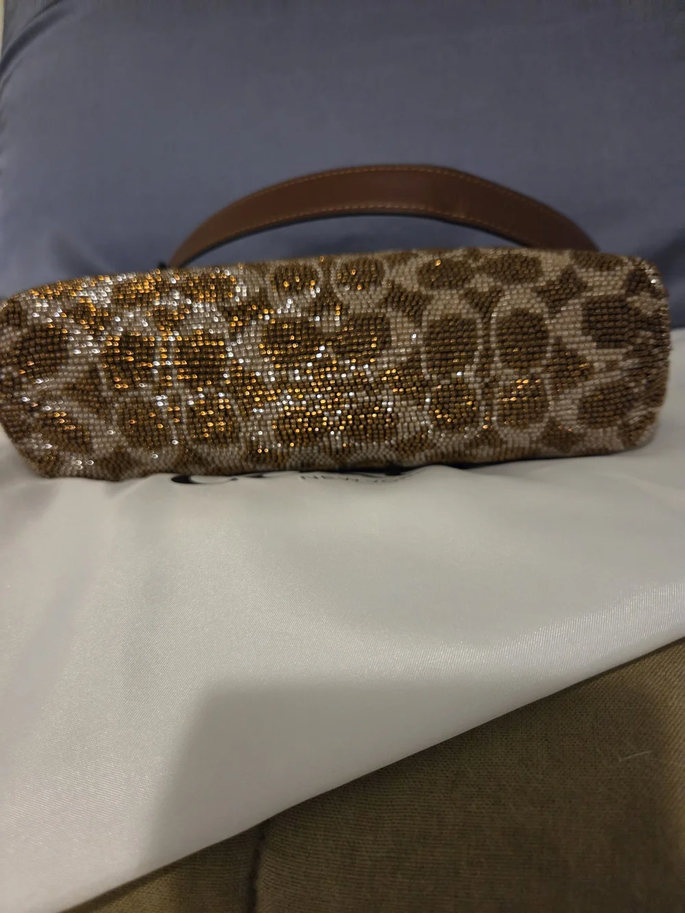 Coach Teri Brown Signature Crystal Embellished Shoulder Bag